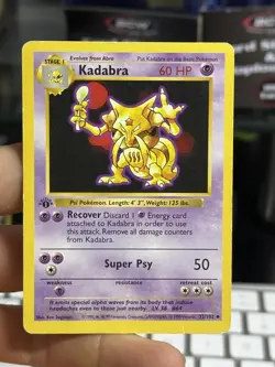 1st Edition Kadabra 32/102 Base Set SHADOWLESS 1999 Pokemon Card TCG - Image 3