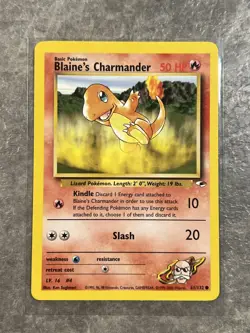 Blaine's Charmander 061/132 Pokemon TCG Gym Heroes WOTC Card Regular NearMint N1 - Image 1