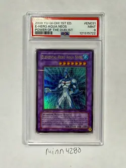 Yugioh Card Elemental Hero Aqua Neos POTD-EN031 1st Edition PSA 9 Ultra Rare - Image 1