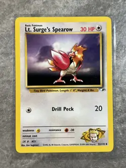 Lt. Surge's Spearow 052/132 Pokemon TCG Gym Heroes WOTC Card Regular NearMint N1 - Image 1