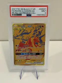 Reshiram & Charizard GX SM247 2021 SM Black Star Promo Pokemon Card TCG - PSA 9 - Image 1
