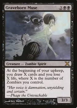 Magic The Gathering MTG Graveborn Muse 10th Edition Foil MP Moderately Played - Image 1