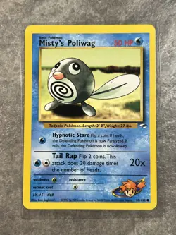 Misty's Poliwag 087/132 Pokemon TCG Gym Heroes WOTC Card Regular Light Play LP1 - Image 1
