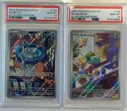 Pokemon Stellar Crown Bulbasaur 143/142 Squirtle 148/142 PSA 10 GEM MT SET - Image 1