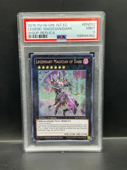 Yugioh PSA 9 MINT Legendary Magician of Dark WSUP-EN052 Secret Replica/1st #4362 - Image 1