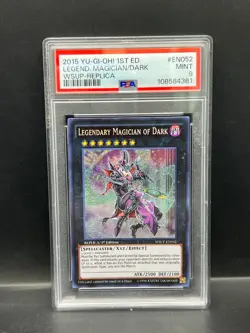 Yugioh PSA 9 MINT Legendary Magician of Dark WSUP-EN052 Secret Replica/1st #4361 - Image 1