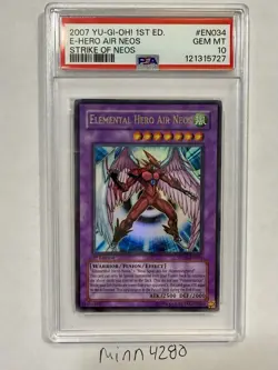 YuGiOh Elemental Hero Air Neos STON-EN034 1st Edition Ultra Rare Low Pop PSA 10 - Image 1