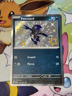 Pokemon TCG Paldean Fates Pawniard Baby Shiny Card 185/091 NM Condition - Image 1