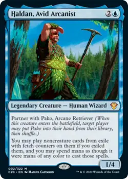 Moderate Play, English MTG Foil Haldan, Avid Arcanist - Foil Commander 2020 Magi - Image 1