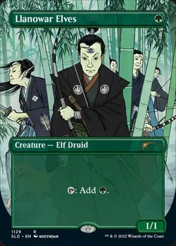 Light Play, English MTG Foil Llanowar Elves - Foil - Borderless Secret Lair Drop - Image 1