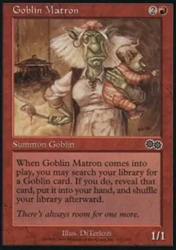 Heavy Play, English MTG Regular Goblin Matron Urza's Saga Magic the Gathering - Image 1