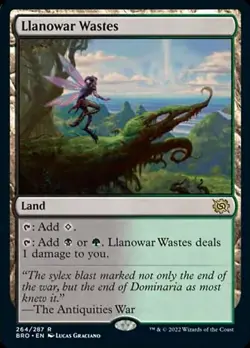 Light Play, English MTG Regular Llanowar Wastes The Brothers' War Magic the Gath - Image 1