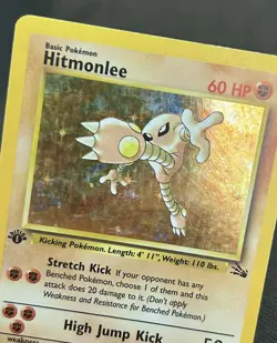 Hitmonlee 1st Edition 7/62 Holo Rare Fossil Pokemon TCG - Image 2
