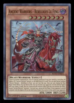 Yugioh Ancient Warriors - Rebellious Lu Feng #BLVO-EN025 Blazing Vortex LP - Image 1