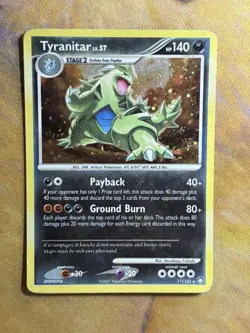 Tyranitar Lv. 57 17/123 Rare Holo DP Mysterious Treasures Pokemon Card SWIRL - Image 2