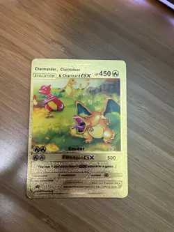 Gold Foil Pokemon Charmander, Charmeleon, & Charizard GX Card HP 450 2020 - Image 1