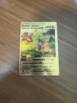 Gold Foil Pokemon Charmander, Charmeleon, & Charizard GX Card HP 450 2020 - Image 4