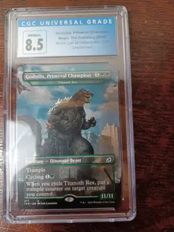 2020 MTG Magic the Gathering GODZILLA Primeval Champion 377 Ikoria Foil CGC 8.5 - Image 1
