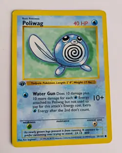 Pokemon TCG Poliwag 1st Edition Shadowless Base Set 1999 59/102 - Image 1
