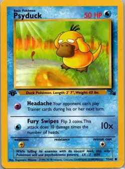 Psyduck 1999 Pokemon Fossil #53/62 1st Edition - Image 1