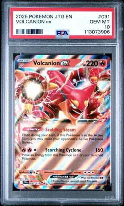 2025 Pokemon Journey Together # 031 Volcanion EX PSA 10 Card GEM MINT! Free Ship - Image 1