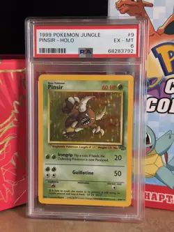 1999 Pokemon TCG Jungle Pinsir Holo Unlimited Rare Card 9/64 PSA 6 Vintage - Image 1