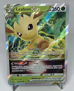 Pokemon Leafeon VSTAR SWSH195 Holo Black Star Promo Card NM Condition - Image 1