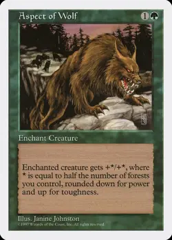 Aspect of Wolf 5th Edition HEAVILY PLD Green Rare MAGIC GATHERING CARD ABUGames - Image 1