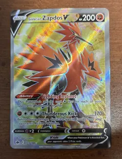 Galarian Zapdos V 173/198 Full Art Ultra Rare Chilling Reign Sw&Sh Pokemon - Image 1