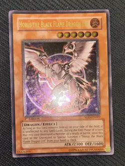 Yugioh 1st Edition Ultimate Rare Lot of 3 Cards - Horus Black Flame Dragon LV6 - Image 2