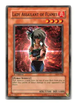 Lady Assailant of Flames - LON-035 1st Edition - YuGiOh-LP - Image 1