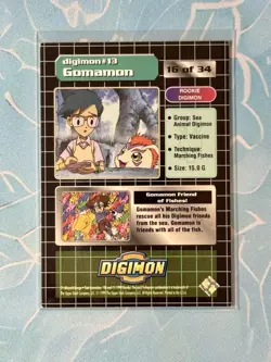 TCG DIGIMON Rookie GOMAMON 13 Exclusive Foil DP 250 Trading Card 1999 - Image 2