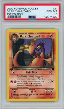 2000 Pokemon Rocket Dark Charizard #21 1st Edition PSA 10 - Image 1