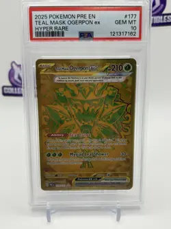 Pokemon Ogerpon EX Prismatic Evolutions Gold Teal Mask 177/131 PSA 10 GEM MINT - Image 1