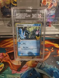 2021 Pokemon SWSH Black Star Promo Celebrations Mimikyu Holo SWSH136 TAG 10 PSA - Image 1