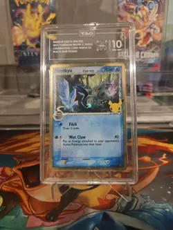 2021 Pokemon SWSH Black Star Promo Celebrations Mimikyu Holo SWSH136 TAG 10 PSA - Image 2