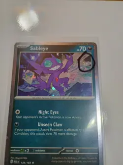 Sableye 136/193 Cosmos Promo Holo Rare SV Paldea Evolved NM Pokemon TCG SWIRL 🍥 - Image 1