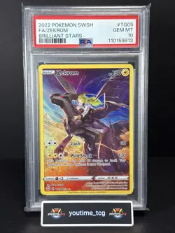 2022 Pokemon Sword & Shield Brilliant Stars Fa Zekrom #TG05 PSA 10 - Image 1