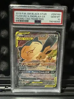Eevee & Snorlax GX - SM169 - Black Star Promo - Pokemon Card PSA 10 - Image 1