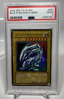 Yugioh Blue-Eyes White Dragon SDK-001 Ultra Rare PSA 2 - Great Front Bad Back - Image 1