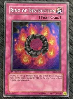 Yugioh Ring of Destruction PGD-000 1st Edition Secret Rare LP Card - Image 1