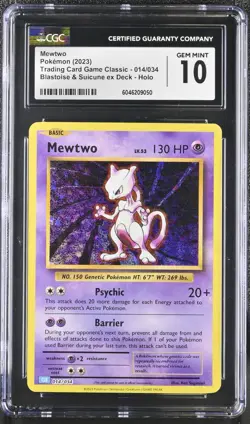 CGC GEM MINT 10! Mewtwo Pokemon (2023) Trading Card Game Classic - 014/034 Holo - Image 1