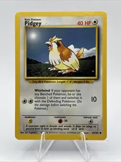 Pokemon TCG Pidgey Base Set 57/102 Unlimited Common Card WOTC Played MP - Image 1