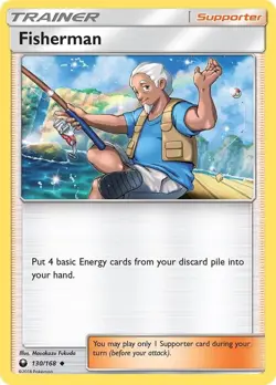 2018 Celestial Storm Set Pokemon Card 130 Fisherman LP - Image 1