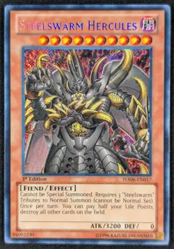Steelswarm Hercules 1996 1st Edition Secret Rare Yugioh Card HA06-EN017 (NM) - Image 1