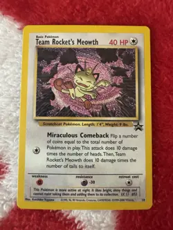 Team Rocket's Meowth 18 Black Star Promo WOTC Pokemon Card NM+ w/eBay Shipping - Image 1