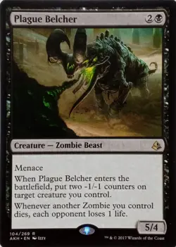 104/269 PLAGUE BELCHER RARE AMONKHET MTG CARD - Image 1