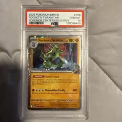 2025 Pokemon DRI EN Team Rocket’s Tyranitar #096 Pokemon Center Exclusive PSA 10 - Image 1