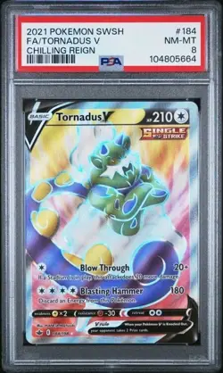 2021 TCG Pokemon SWSH Chilling Reign | Tornadus V FA #184 | PSA 8 NM-MT - Image 1