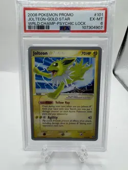 2008 POKEMON WORLD CHAMPIONSHIPS PROMO PSYCHIC LOCK #101 JOLTEON-GOLD STAR PSA 6 - Image 1